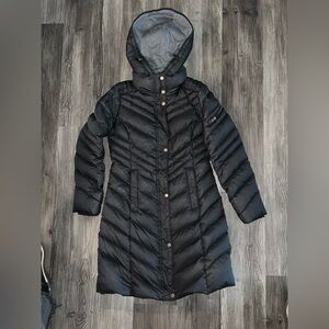 Marc New York Women's Long, Black Removable Hooded Puffer Coat